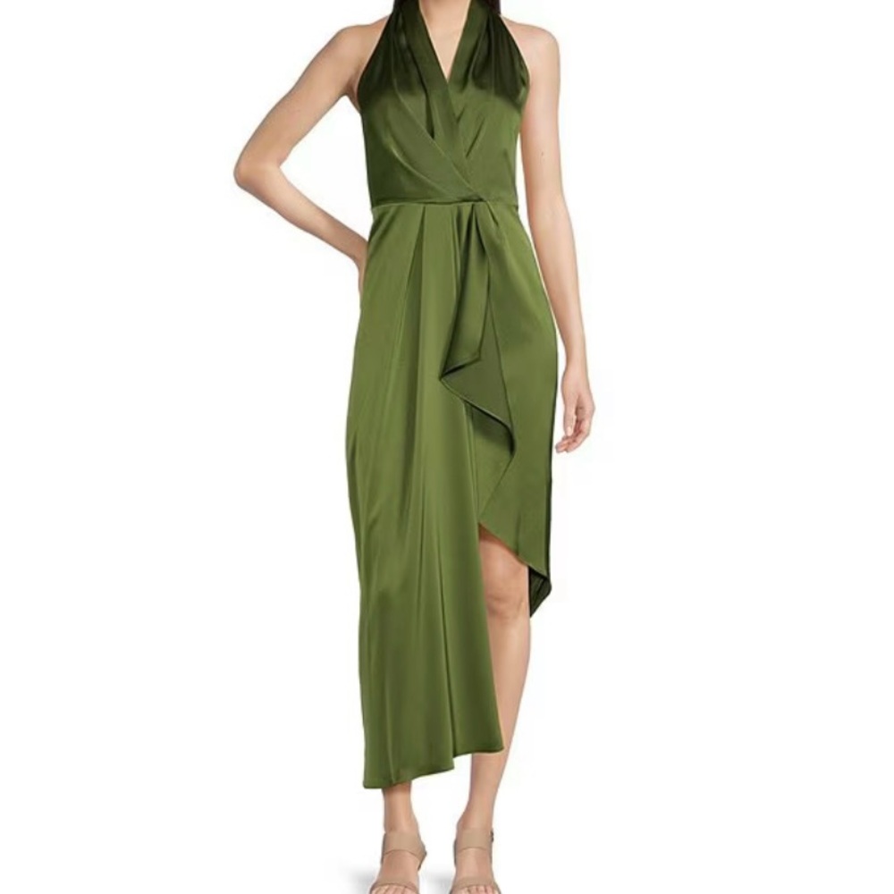 Elegant Green Halter Dress